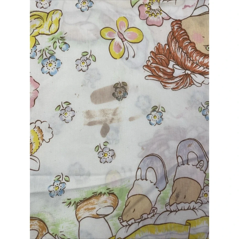 Cabbage Patch Kids Flat Sheet Pillowcase Twin Unisex White Vintage 1983 2pc Set